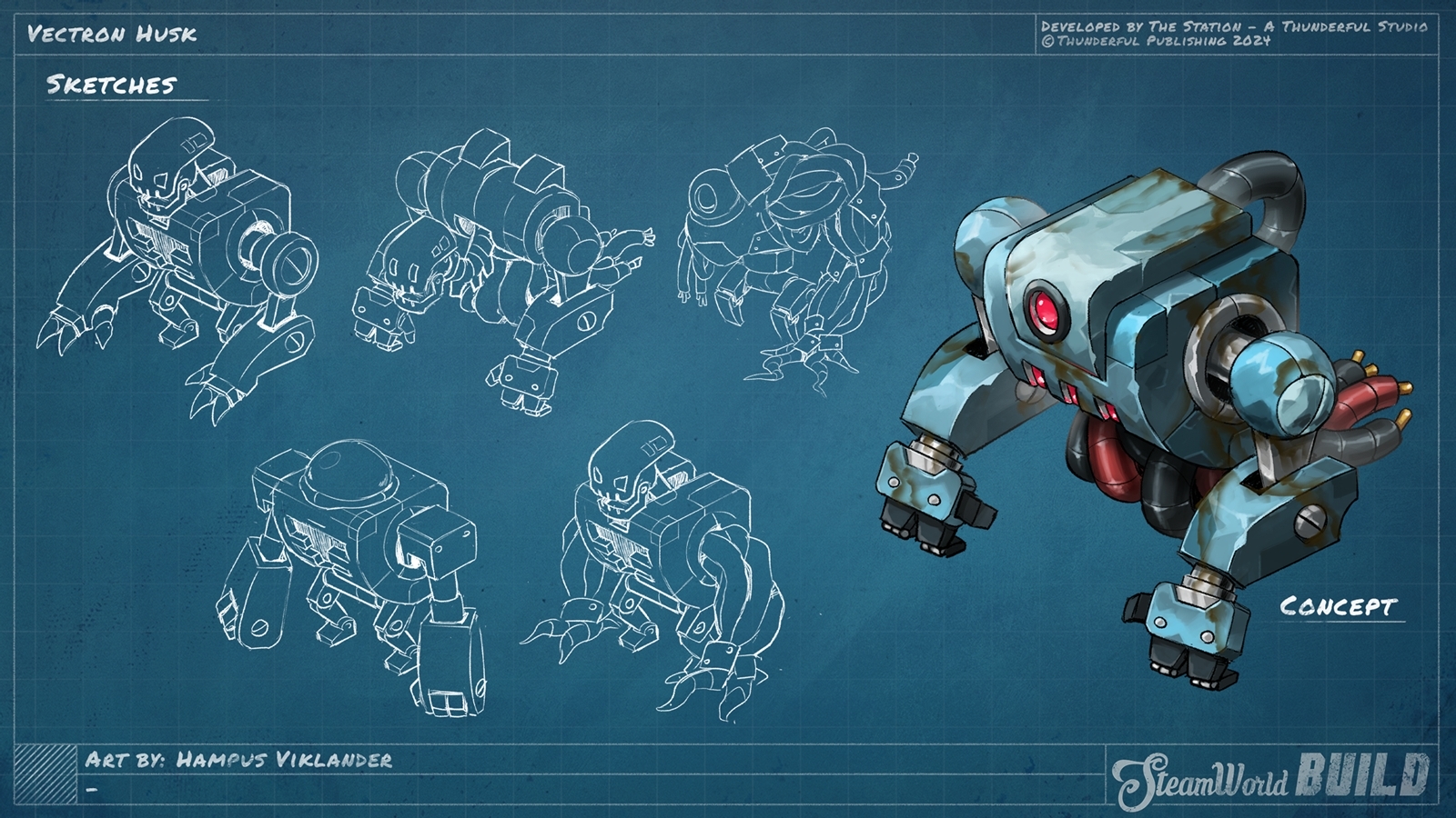 Steamworld build enemy concept sheet