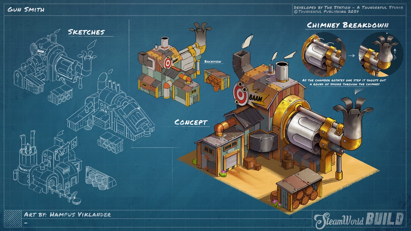 Steamworld build building concept sheet