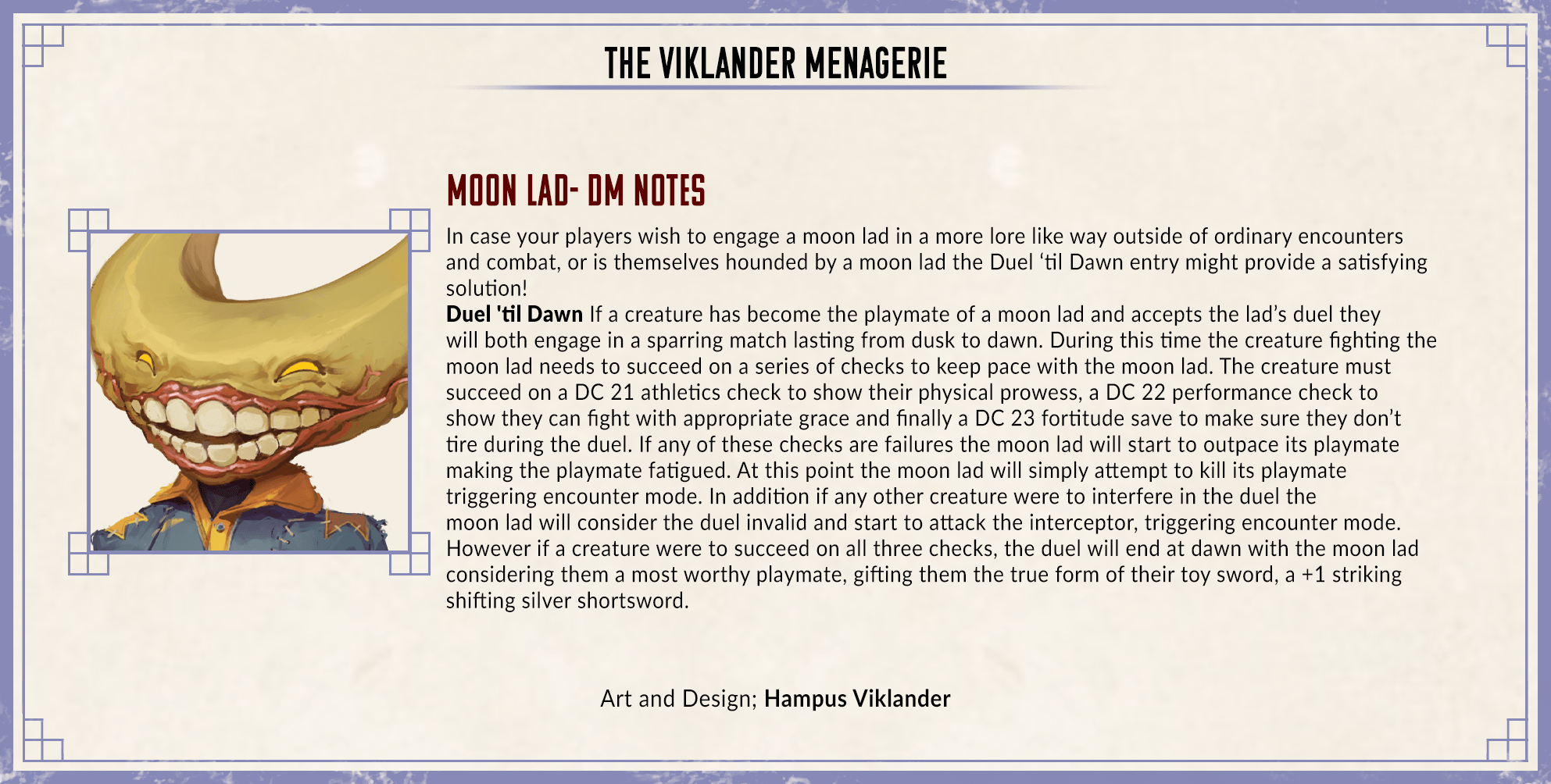 Moon lad DM notes