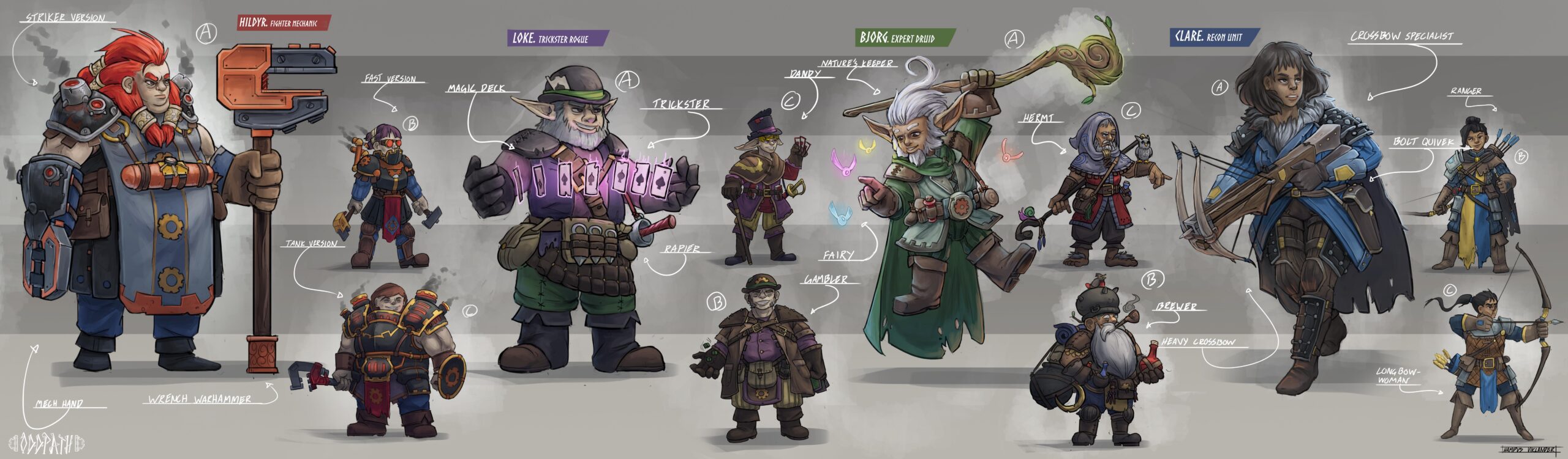 character designs for my FZD project Oddpath